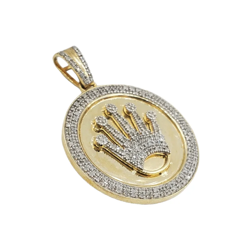 10k Gold Diamond Crown Pendant #19856