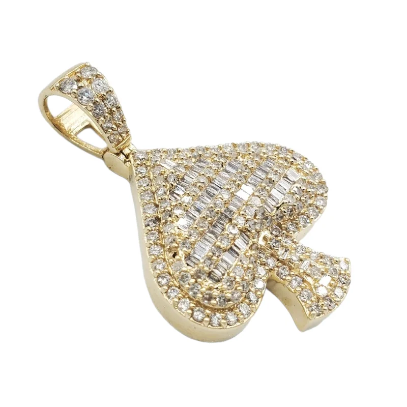 14k Baguette Diamond Ace of Spades With 1.73 Carats Of Diamonds #24231