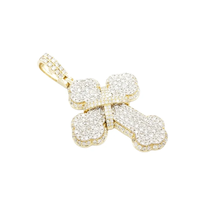 14k Chrome Diamond Cross With 3.63 Carats Of Diamonds #26320