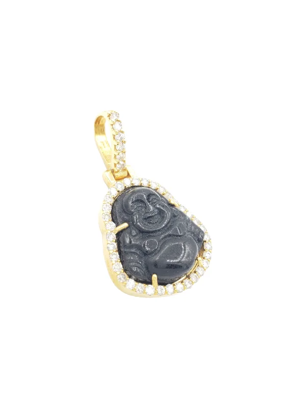 14k Diamond Buddha With Black Jade #19605