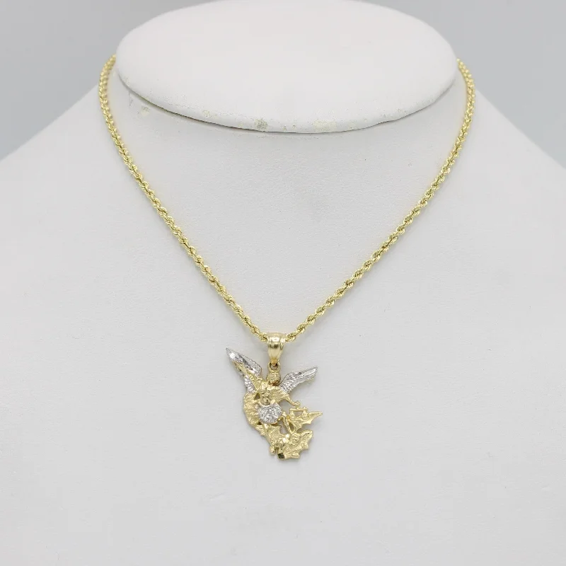 14K San Miguel Pendant With Rope Chain Yellow Gold