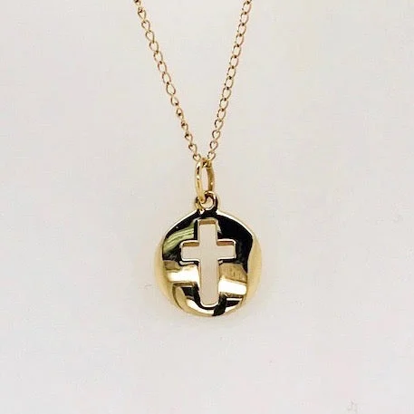 14k Gold Cross Token Pendant