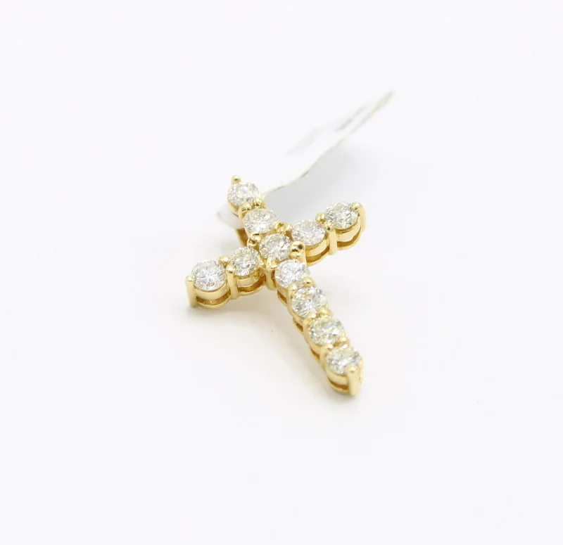 14K VS Diamond Cross Pendant Yellow Gold