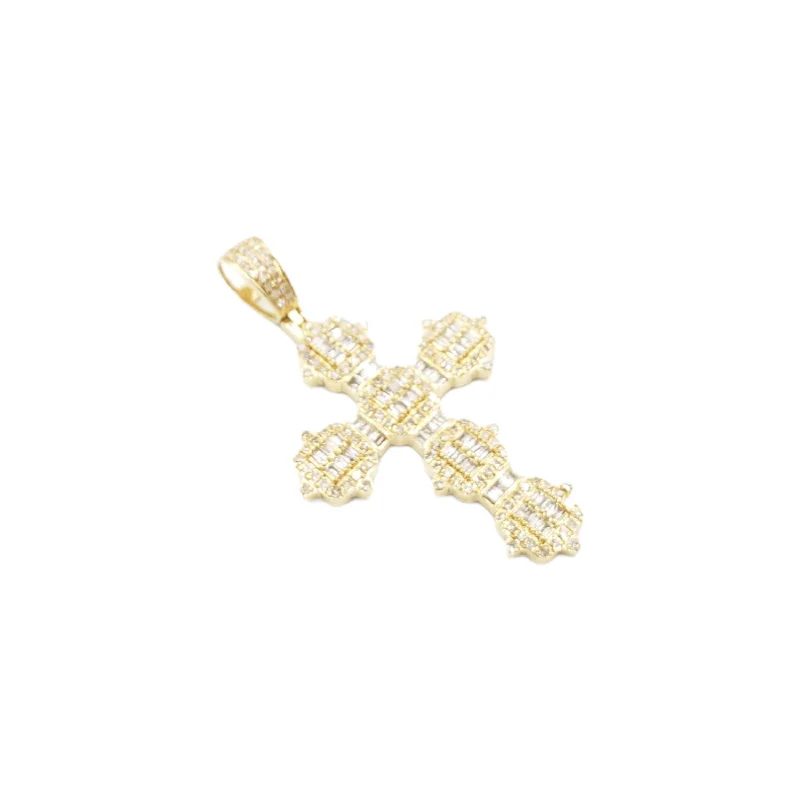 14k Diamond Baguette Cross With 1.30 Carats Of Diamonds #24075