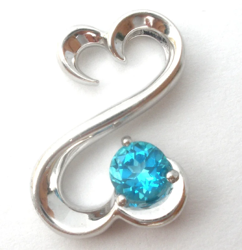 Alwand Vahan Blue Topaz Heart Pendant Sterling Silver