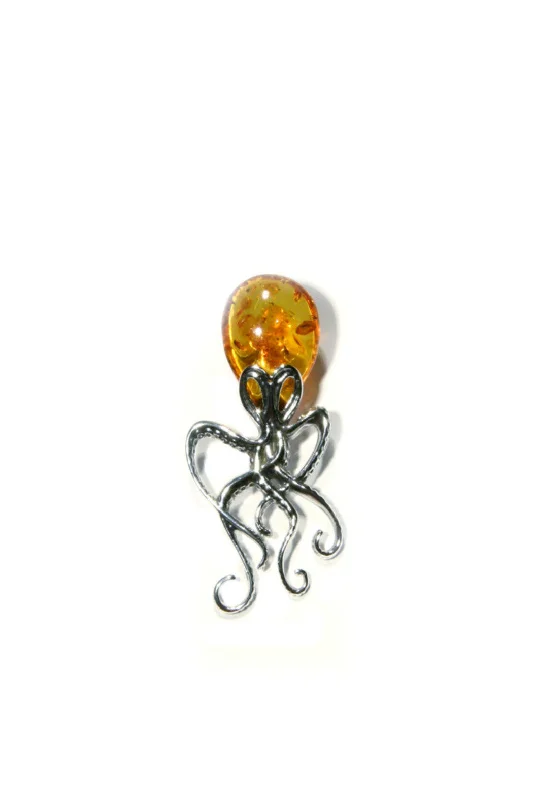 Amber Octopus Pendant