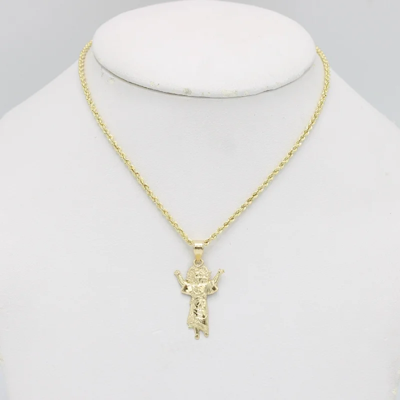 14K Divino Niño Pendant Rope Chain Yellow Gold