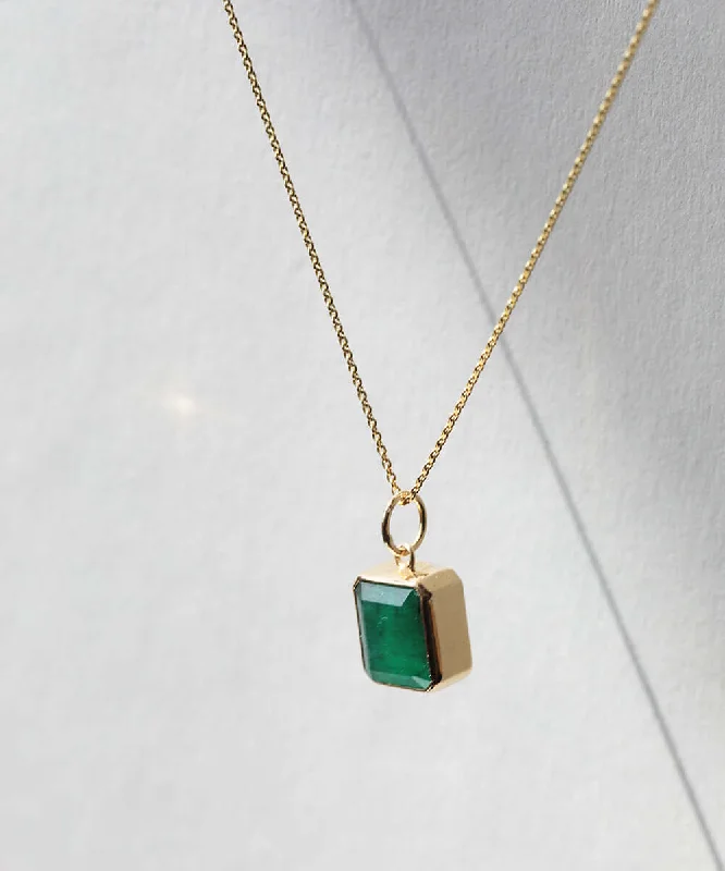 Square Emerald Bezel Pendant