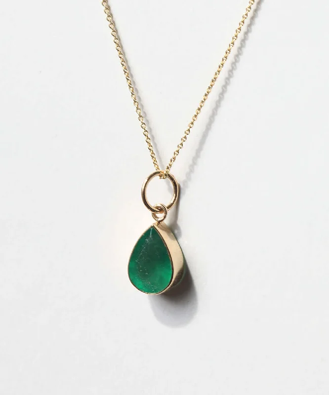 Pear Emerald Bezel Pendant