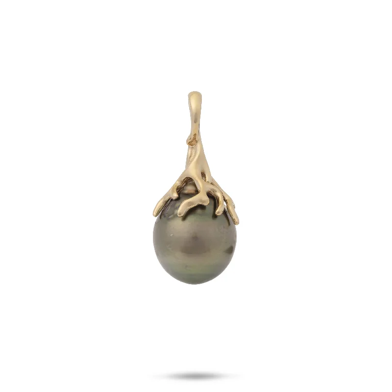 Heritage Tahitian Black Pearl Pendant in Gold - 26mm