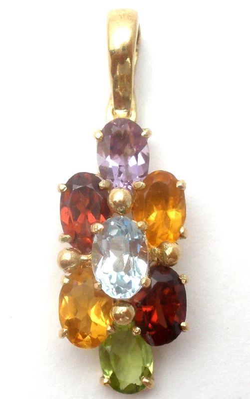 Multi Gemstone Enhancer Pendant 14K Gold