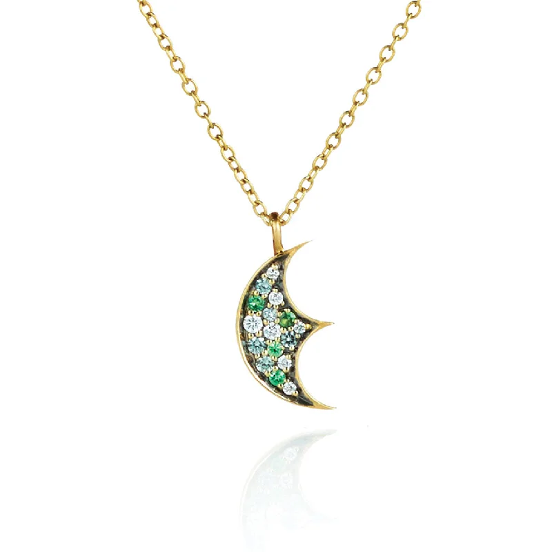 Pavéd crescent moon charm pendant