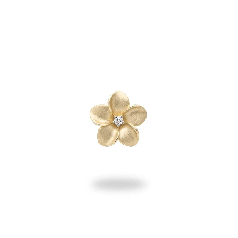 Plumeria Pendant in Gold with Diamond - 11mm