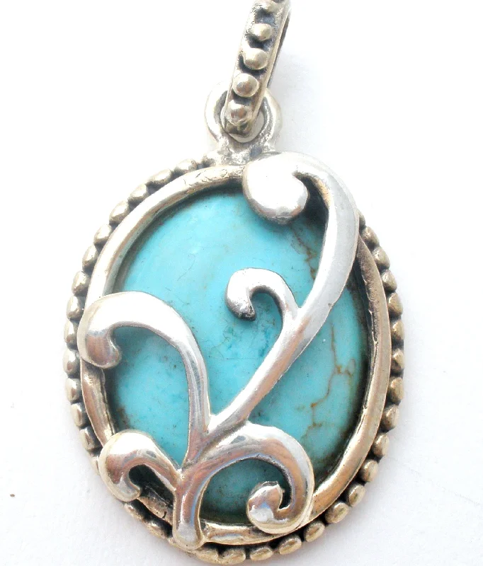 Sterling Silver Turquoise Pendant Slide Vintage