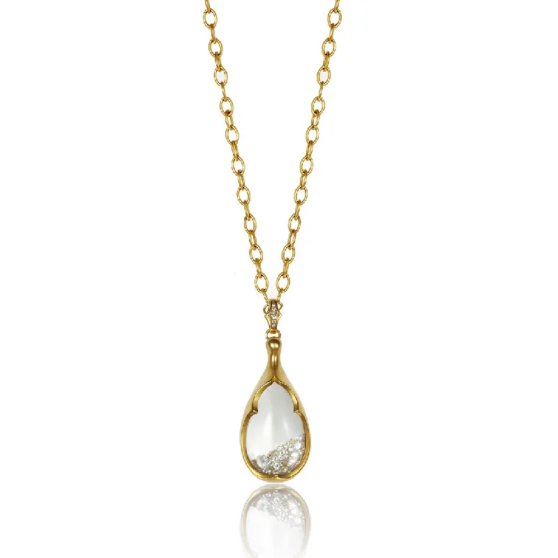 Tearcup Amulet with White Diamonds featuring Pavé Back