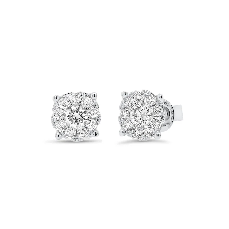 0.78 ct Round Diamond Cluster Earrings