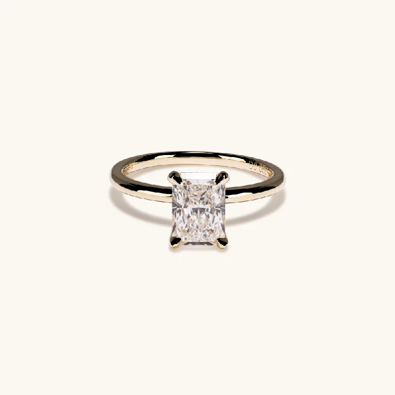 1.54 Radiant Lab Diamond Engagement Ring with Hidden Halo