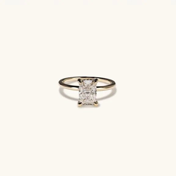 1.74 Radiant Lab Diamond Engagement Ring with Hidden Halo