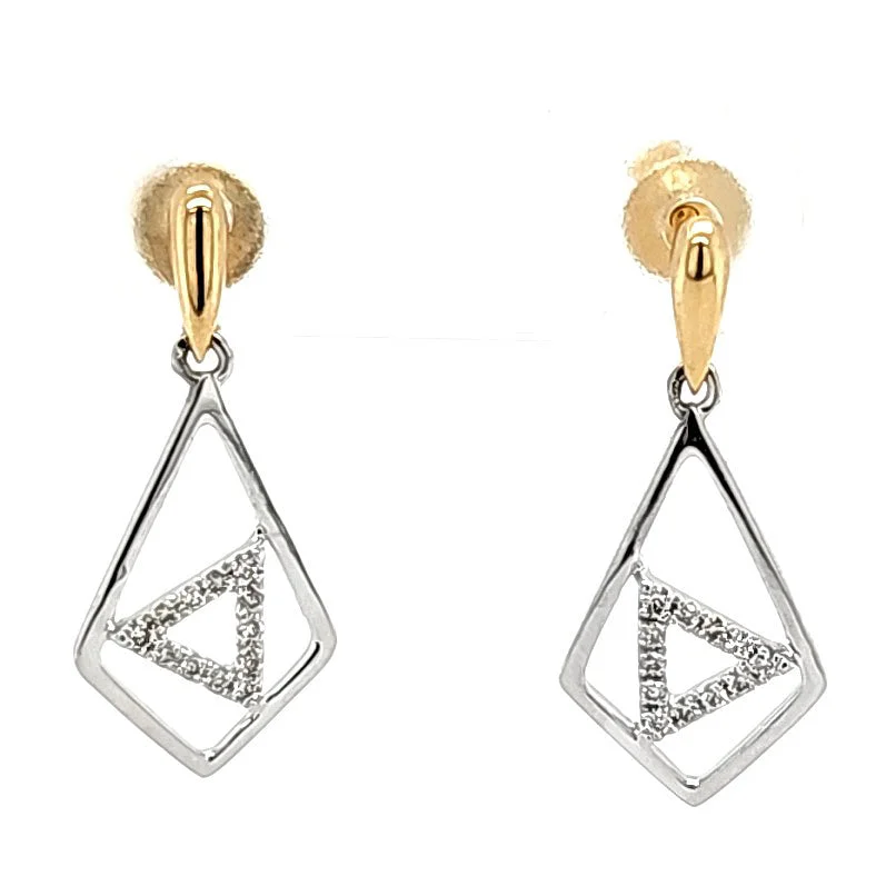 14k Two Tone Geometric Dangle Earrings