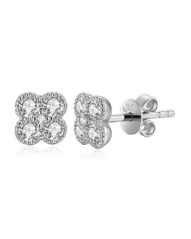 14kw Diamond Clover Earrings