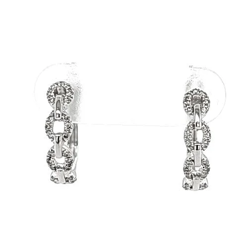 14kw Gold Diamond Link Hoop Earrings