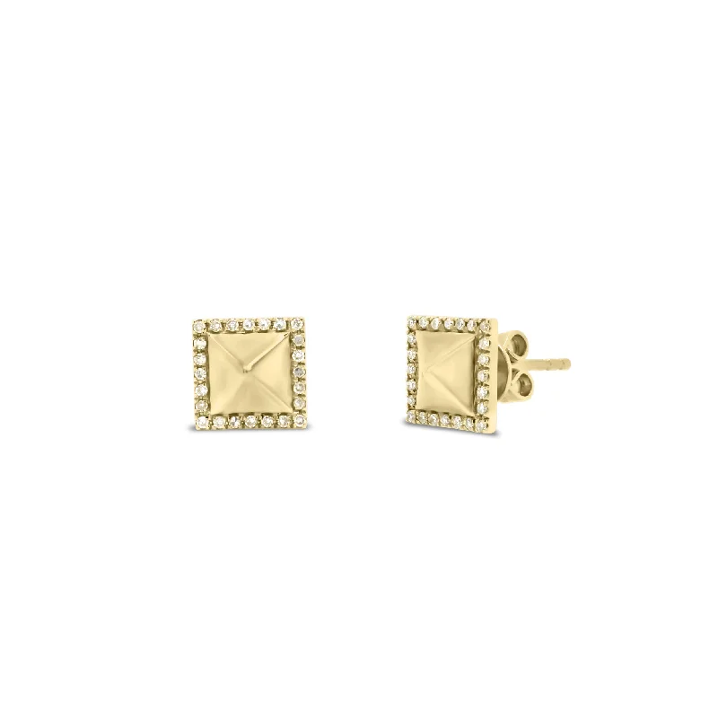 Diamond Pyramid Stud Earrings