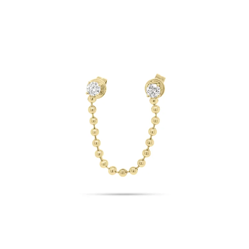 Diamond & Gold Ball Chain Double Stud Earring