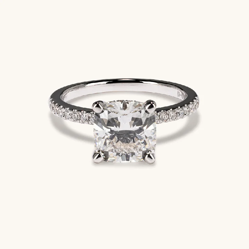 2.71 Square Cushion Lab Diamond Engagement Ring