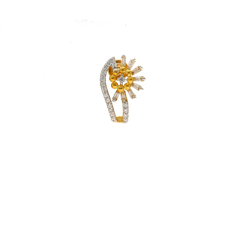 22K Yellow Gold & CZ Stud Earrings (5.5gm)