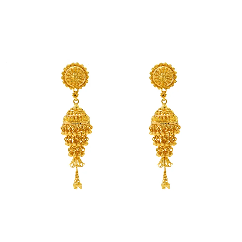 22K Yellow Gold Jhumki Earrings (18.7gm)