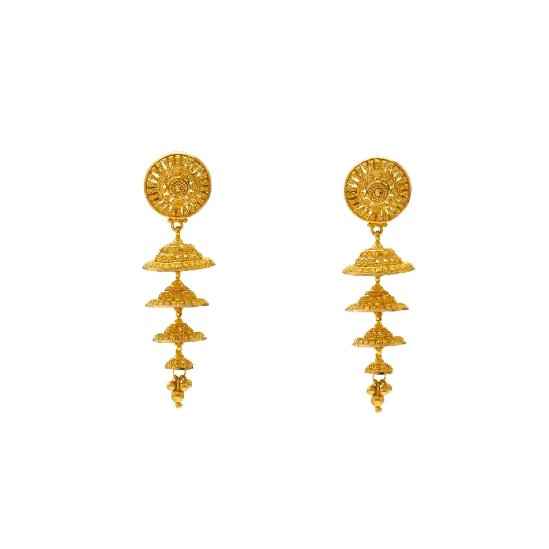 22K Yellow Gold Layered Jhumki Earrings (15.3gm)