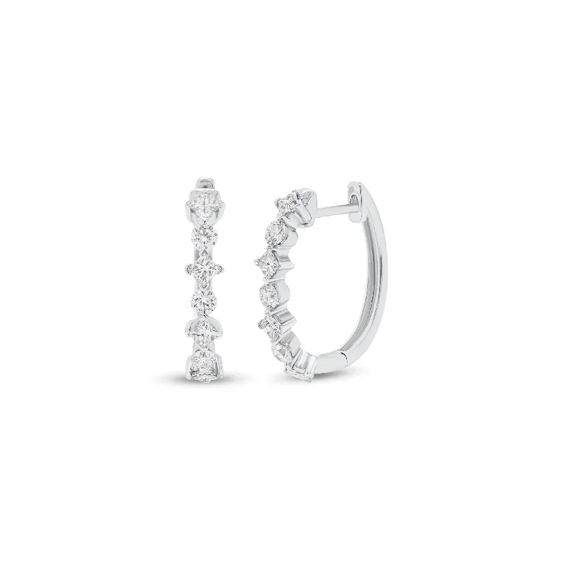 Round & Princess-Cut Diamond Huggie Earrings