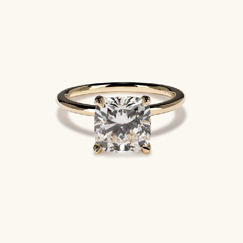 3.11 Square Cushion Lab Diamond Engagement Ring with Hidden Halo