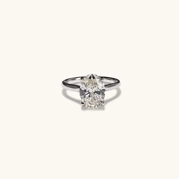 3.13 Oval Lab Diamond Engagement Ring with Hidden Halo