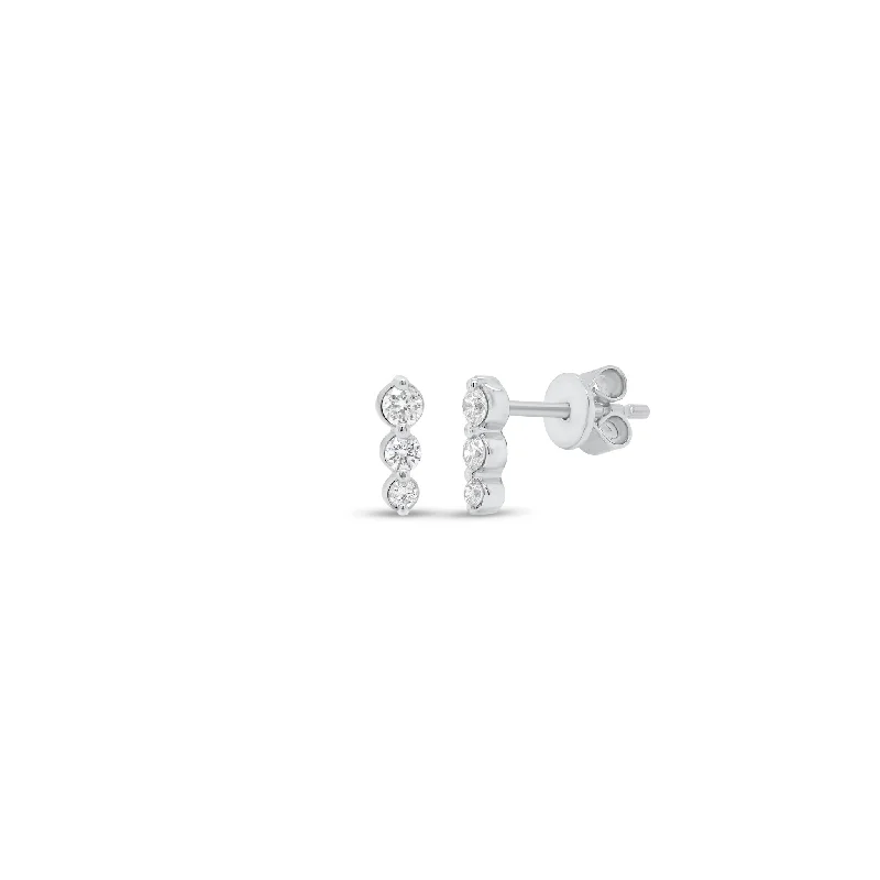 Graduated Diamond Bar Stud Earrings