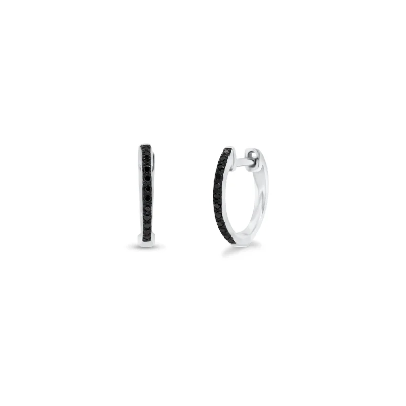 Black Diamond Huggie Earrings