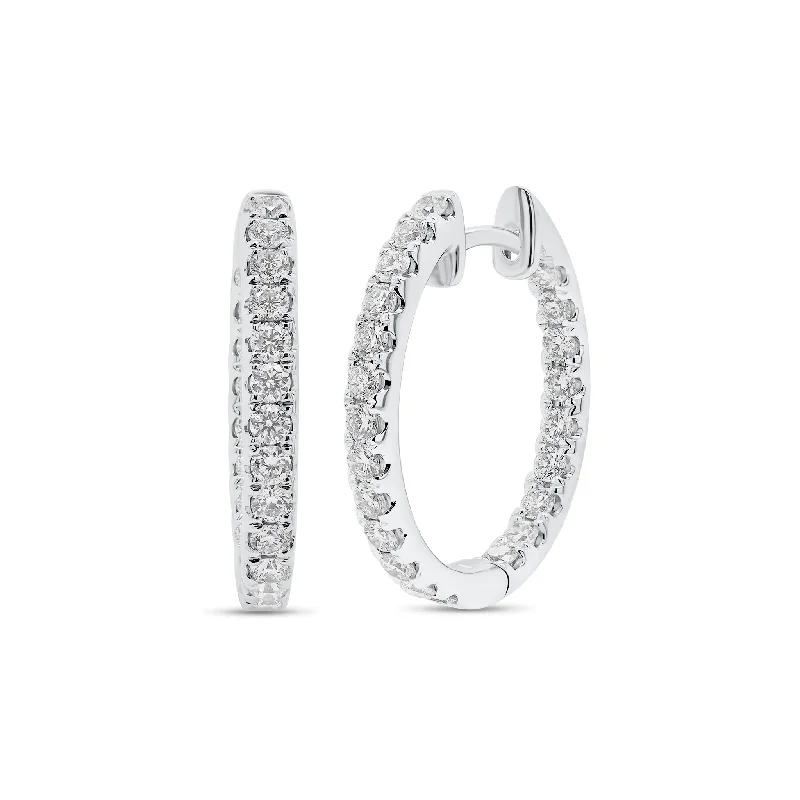 Diamond Interior & Exterior Large Huggie Earrings