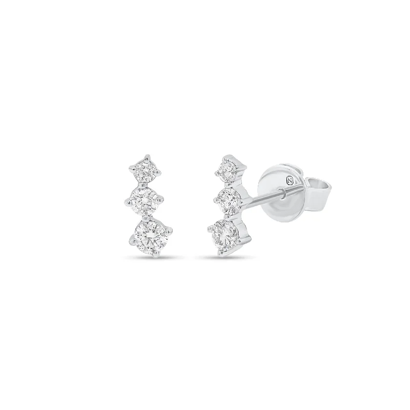 Graduated Diamond Trio Crawler Stud Earrings