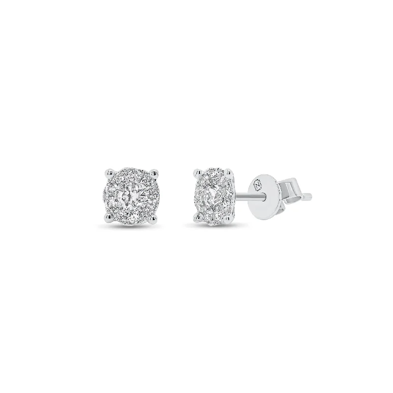 0.46 ct Halo Diamond Stud Earrings