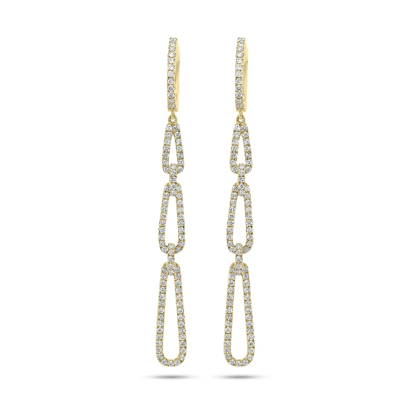 Diamond Triple Teardrop Dangle Earrings