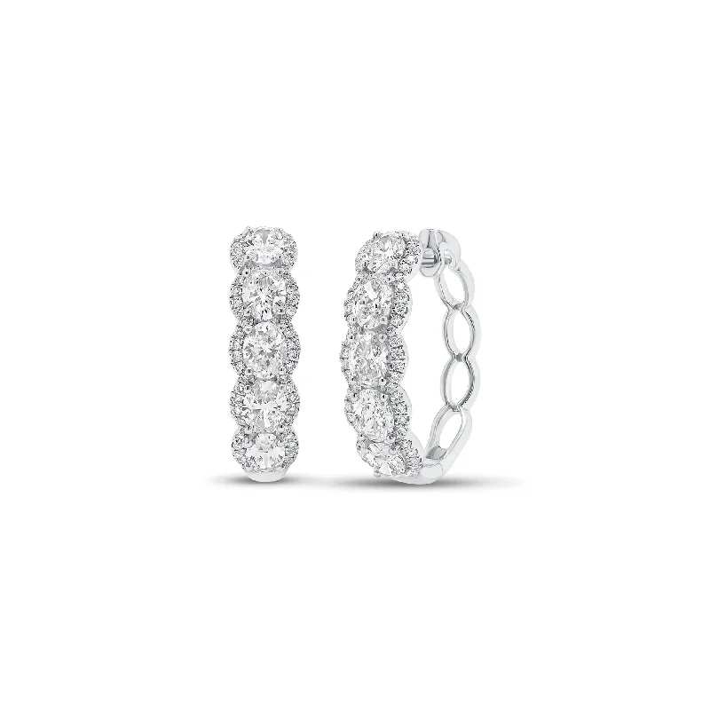 Diamond Oval Hoop Earrings