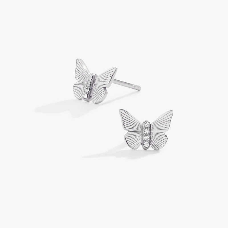 Butterfly + Crystal Stud Earrings