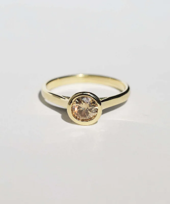 Cognac Diamond Bezel Solitaire Ring