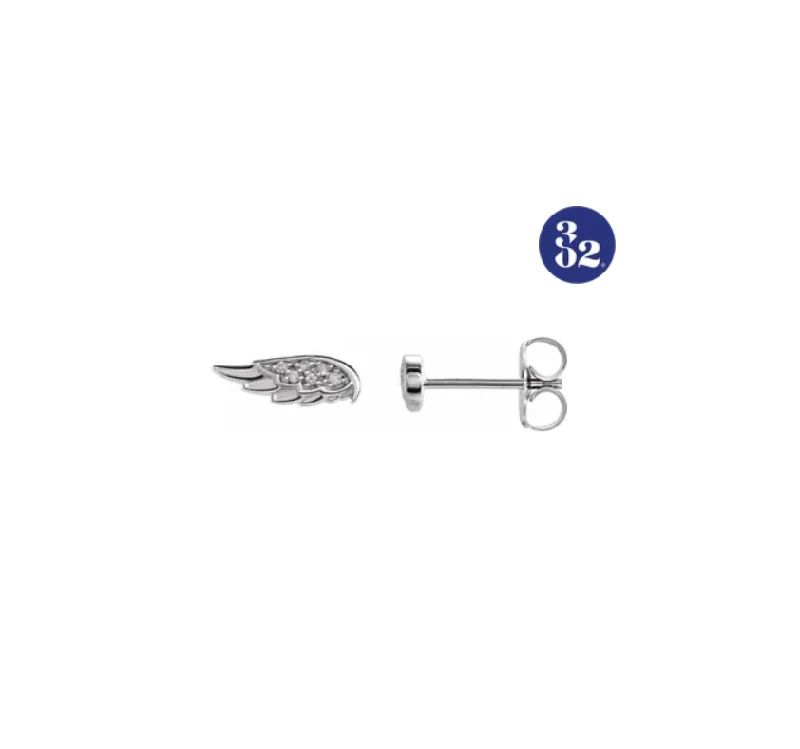 Diamond Angel Wing Stud Earrings