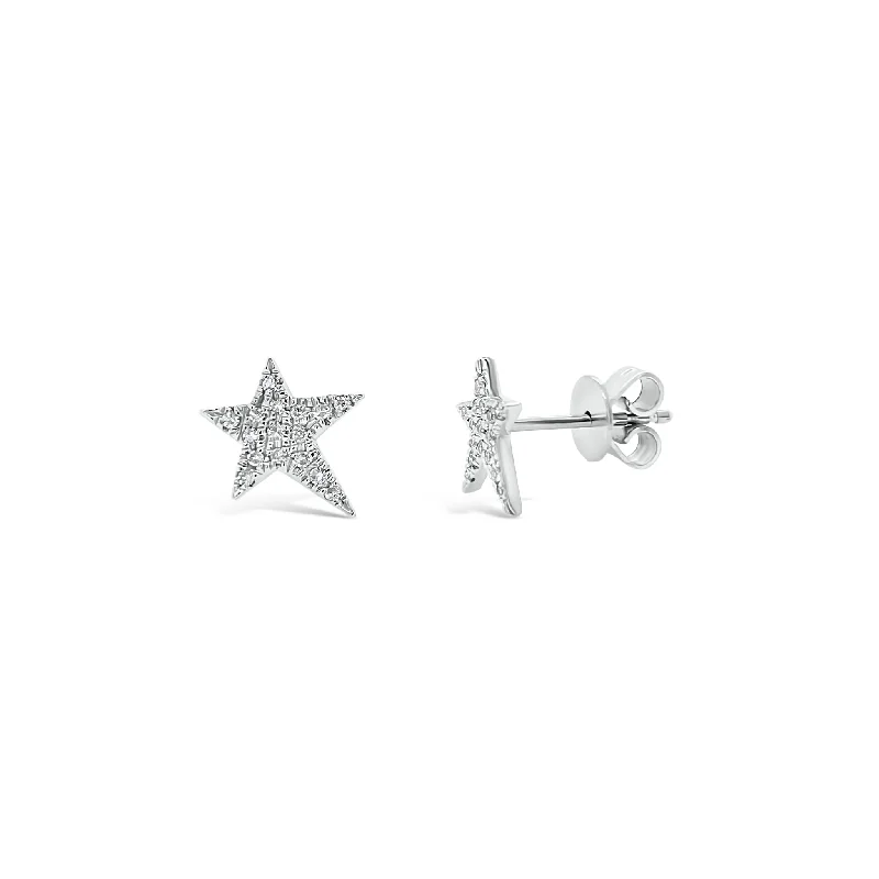 Diamond Asymmetrical Star Stud Earrings