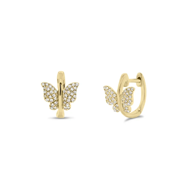 Diamond Butterfly Huggie Earrings