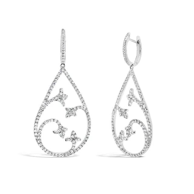 Diamond Open scroll Teardrop Earrings