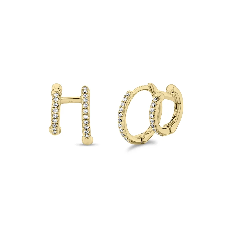 Diamond Double Huggie Earrings