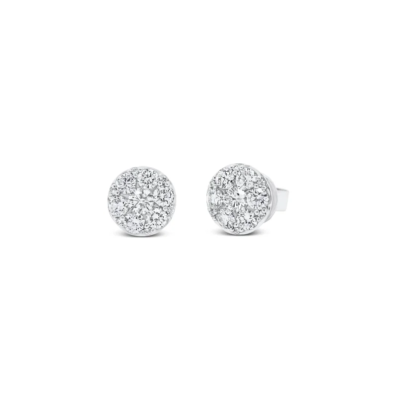 Diamond Round Halo Stud Earrings