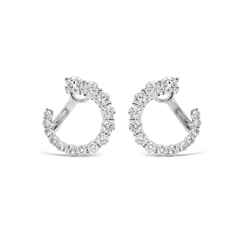 Diamond Small Graduated Front-Facing Hoop Earrings